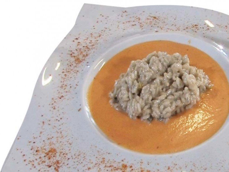 Risotto cu gorgonzola si piuree de ardei gras