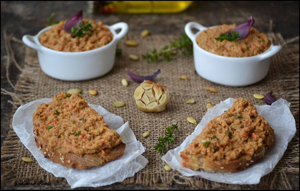 Pasta de linte cu legume coapte