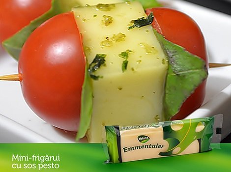 Minifrigarui cu emmentaler Delaco si sos pesto