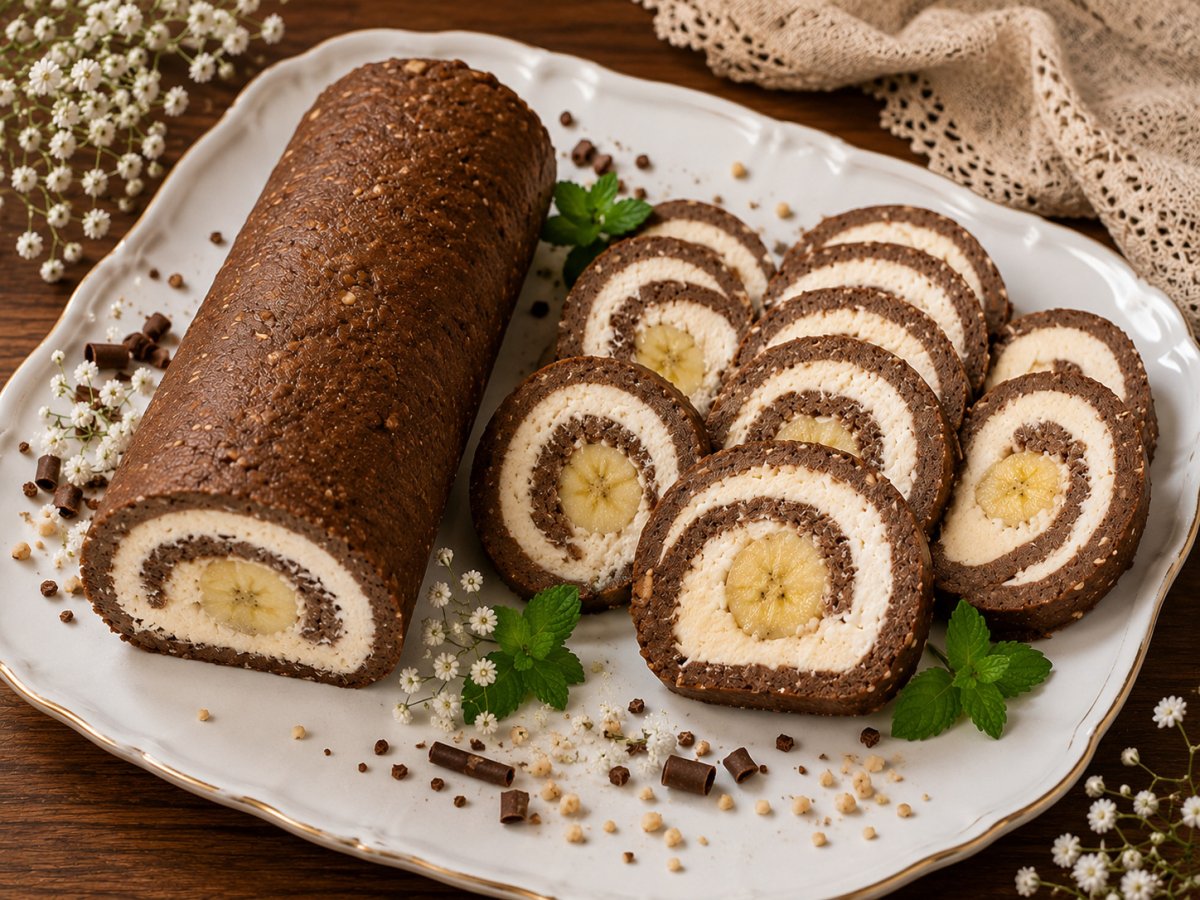 Rulada de biscuiti cu banane