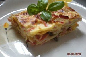 Lasagna cu sunca si ciuperci