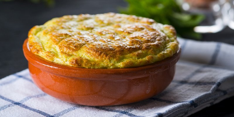 Souffle de dovlecei cu cascaval afumat si parmezan