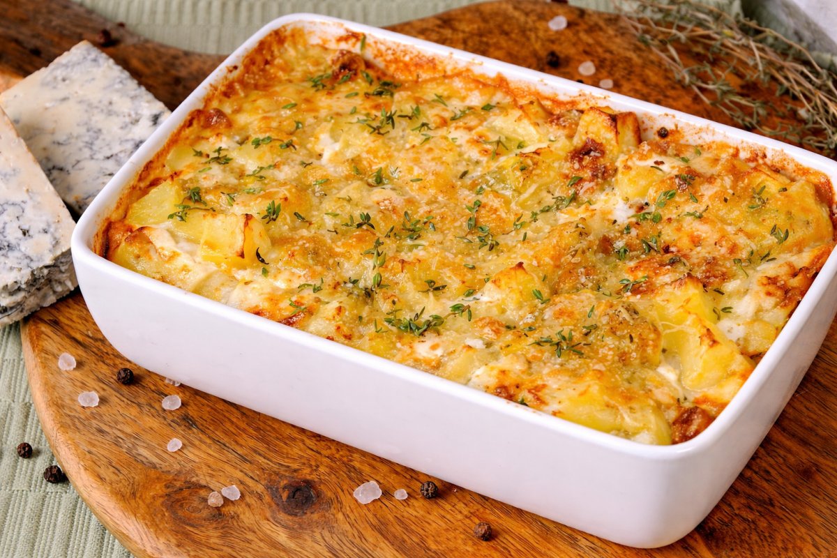 Cartofi gratinați cu gorgonzola