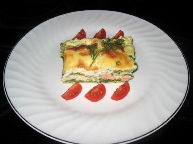 Lasagne de somon cu spanac