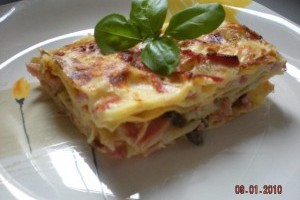 Lasagna cu sunca si ciuperci