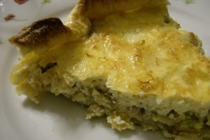 Quiche cu ciuperci, pui si ceapa