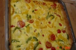 Quiche cu ardei, rosii si mozzarella