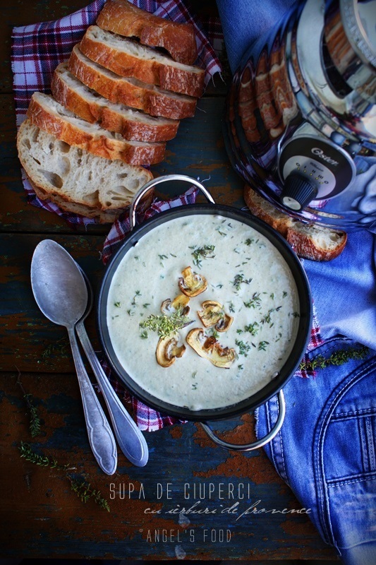 Supa de ciuperci cu ierburi de provence - pregatita cu blenderul Oster