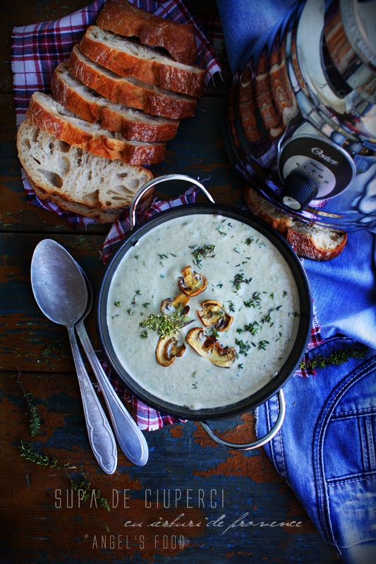 Supa de ciuperci cu ierburi de provence - pregatita cu blenderul Oster