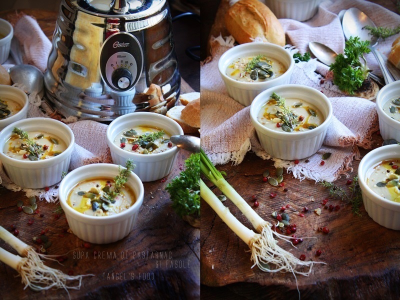 Supa crema de pastarnac si fasole - de post, pregatita cu blenderul Oster