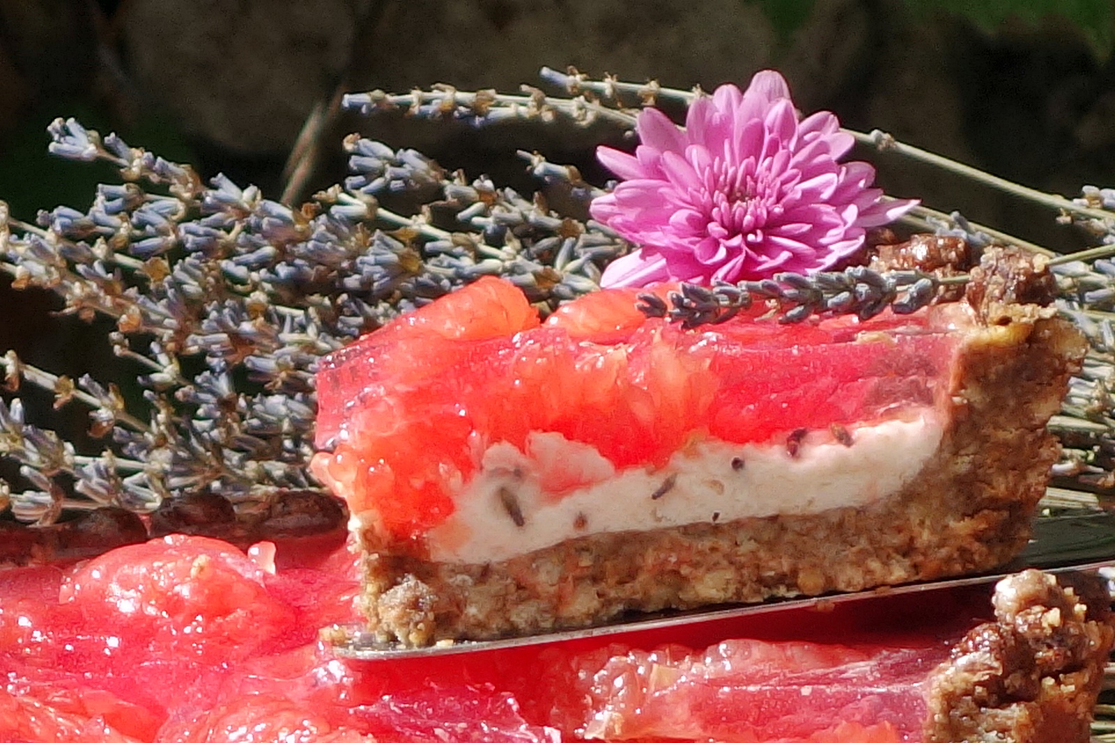 Tarta racoritoare cu grapefruit rosu si lavanda parfumata