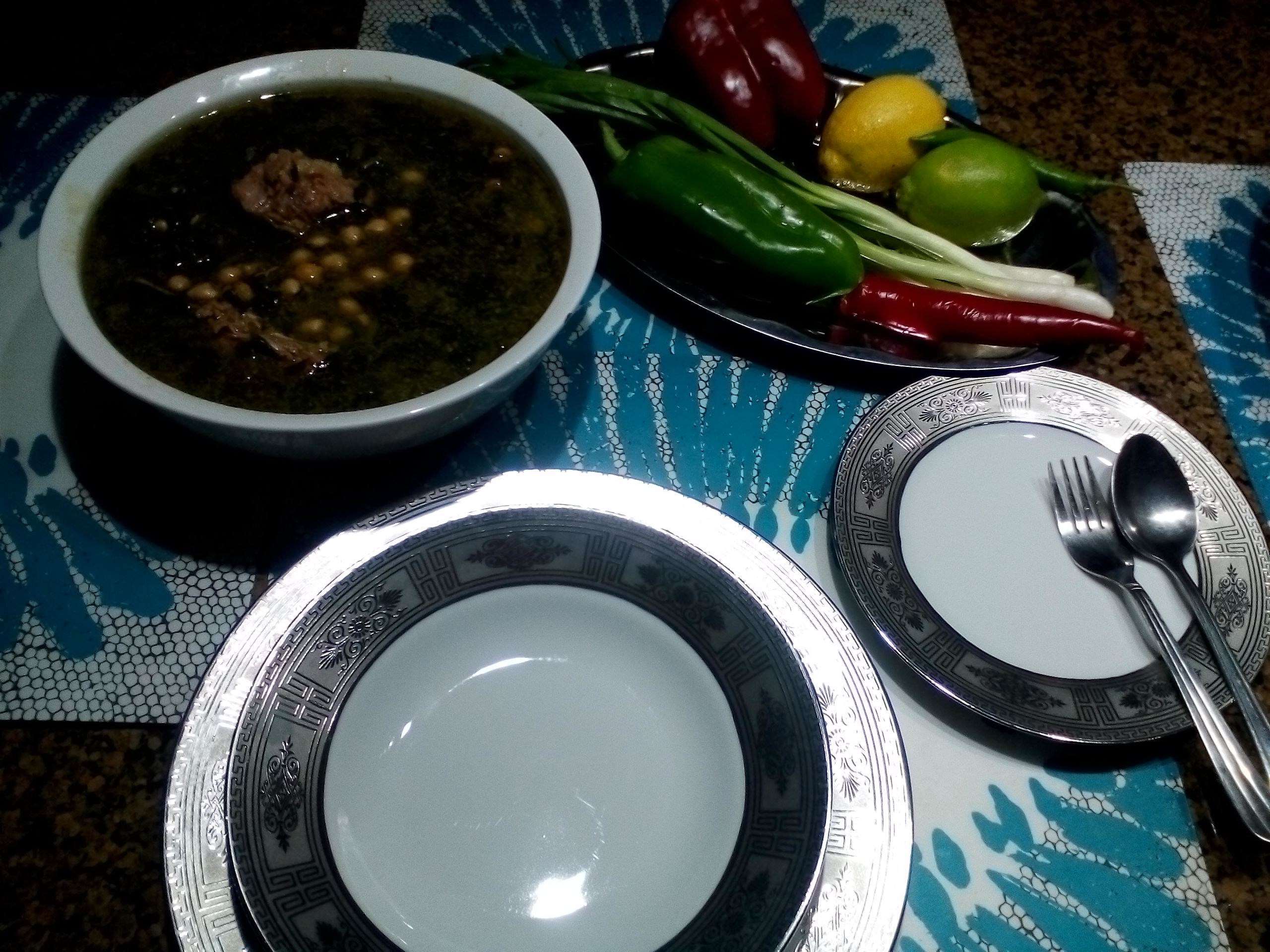 Mancarica de spanac cu carne de miel si naut