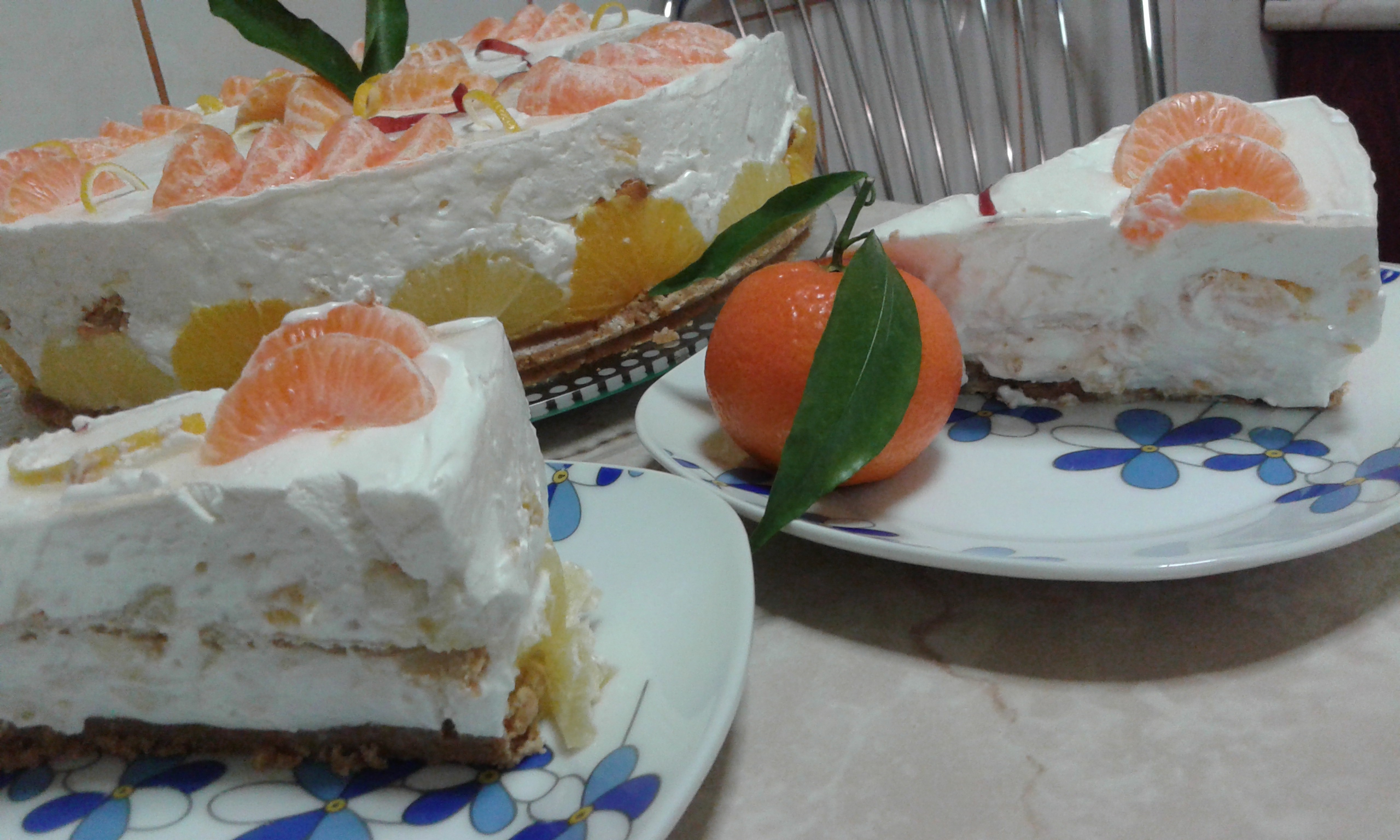 Cheesecake cu clementine si portocale