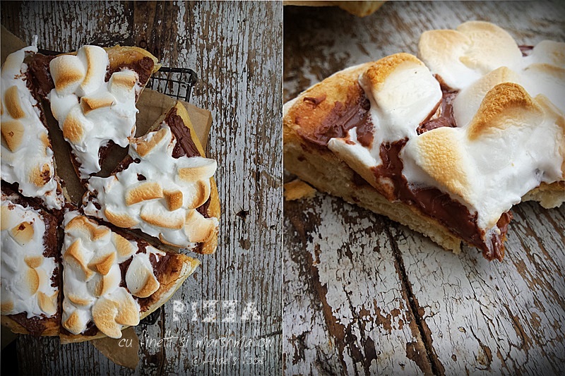 Pizza dulce cu finetti si marshmallow