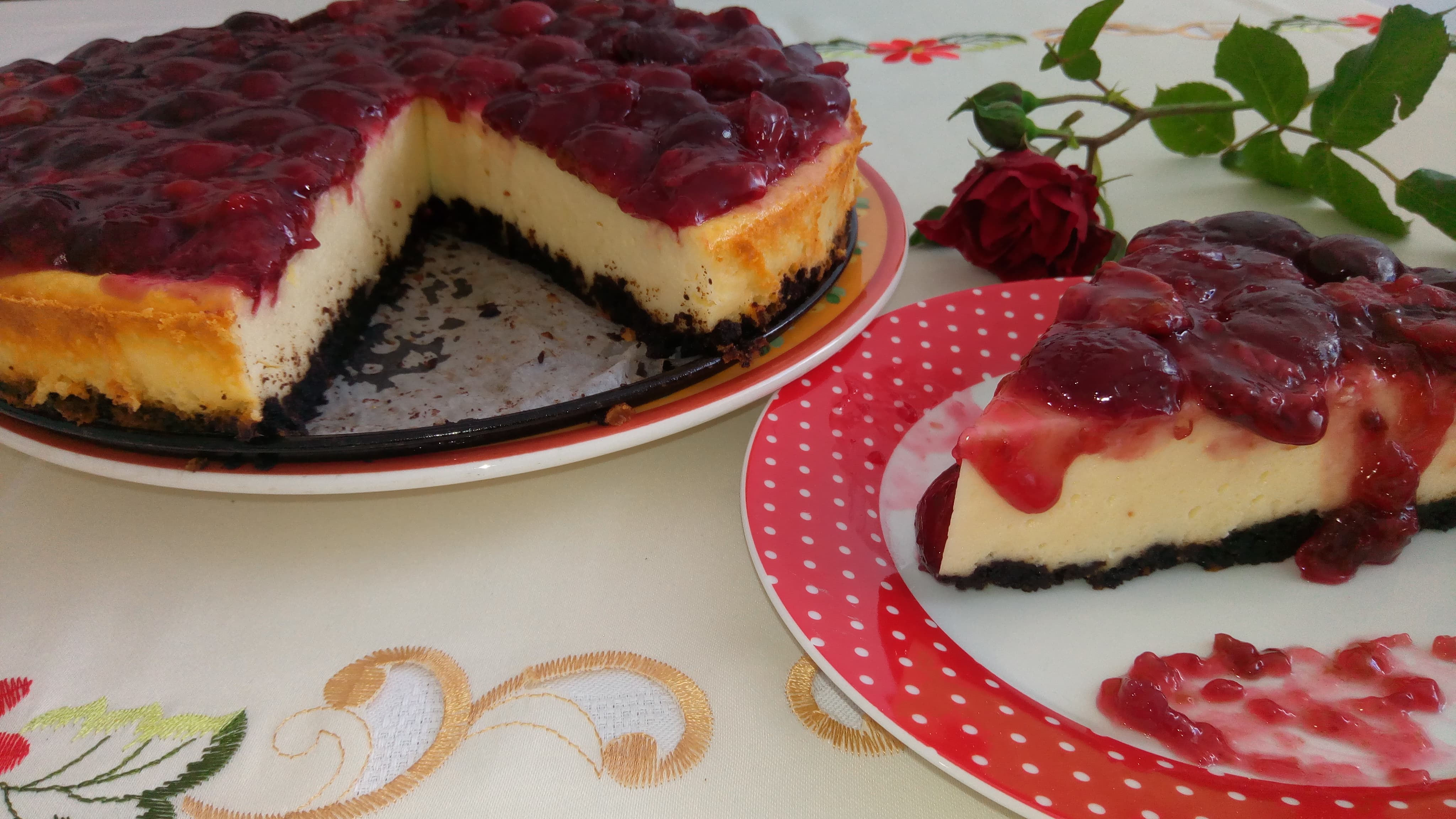 Cheescake copt cu cirese