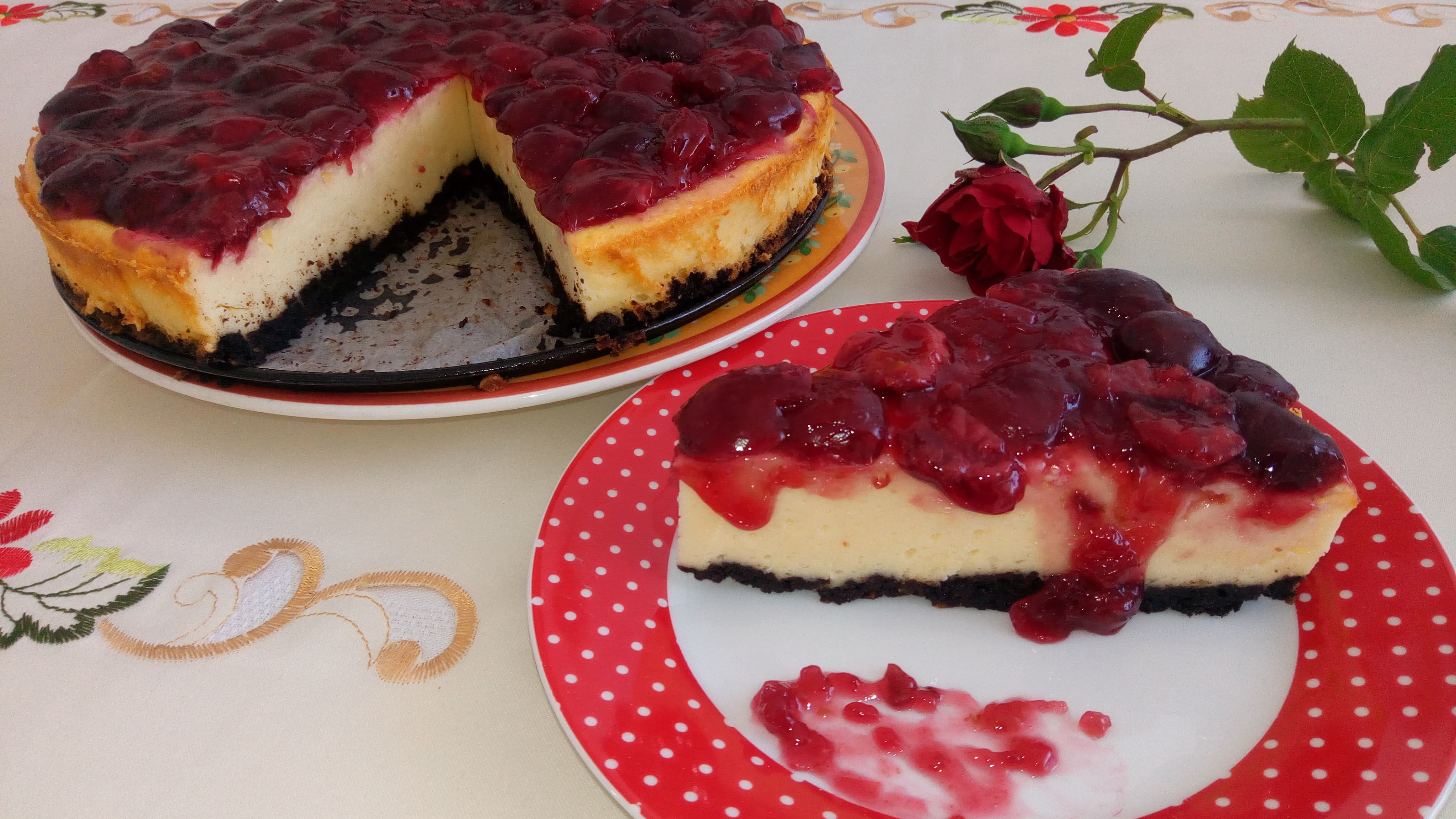 Cheescake copt cu cirese