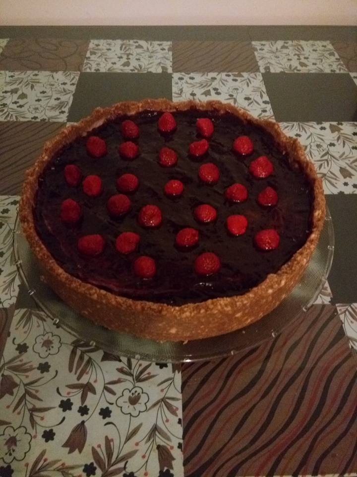 Cheesecake fără coacere cu zmeura