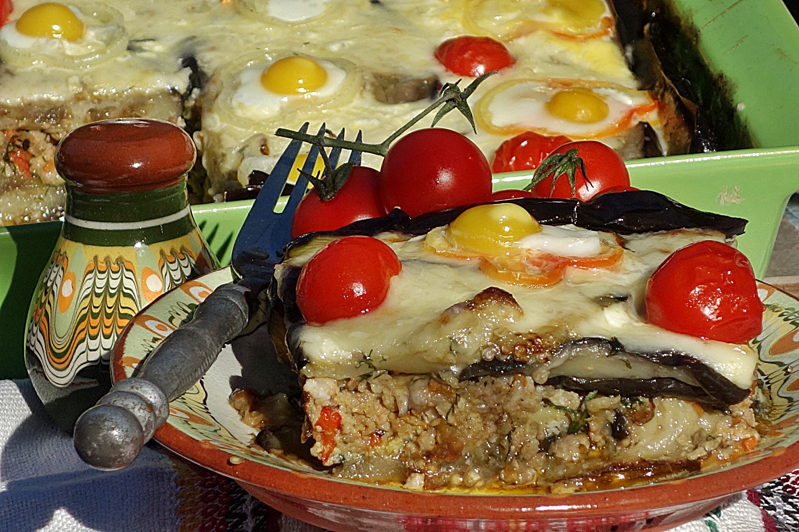 Musaca de vinete si carne tocata de curcan