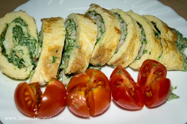 Rulada din omleta cu spanac | Aperitive cu oua | Culinar.RO