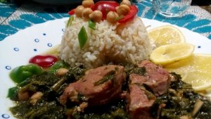 Mancarica de spanac cu carne de miel si naut